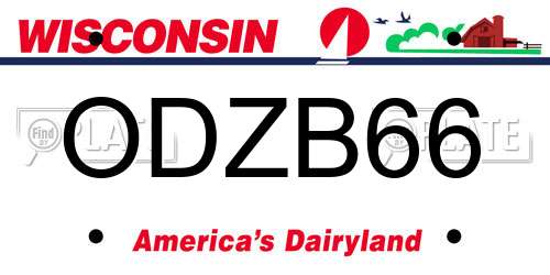 ODZB66 Wisconsin License Plate