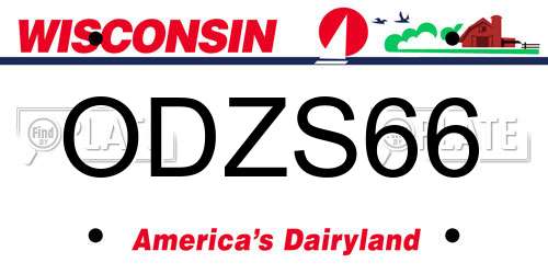 ODZS66 Wisconsin License Plate