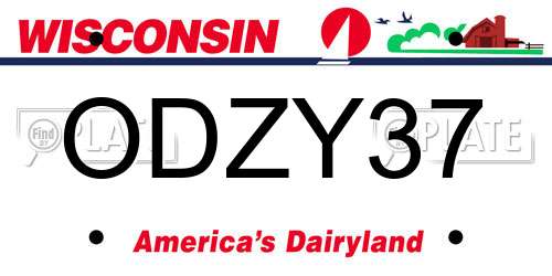 ODZY37 Wisconsin License Plate