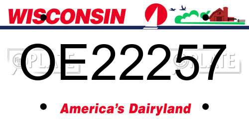 OE22257 Wisconsin License Plate