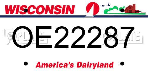 OE22287 Wisconsin License Plate