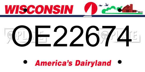 OE22674 Wisconsin License Plate