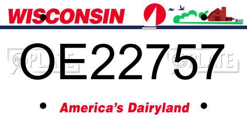 OE22757 Wisconsin License Plate