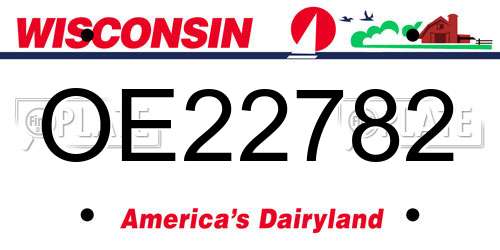 OE22782 Wisconsin License Plate