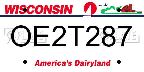 OE2T287 Wisconsin License Plate