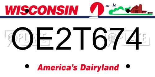 OE2T674 Wisconsin License Plate