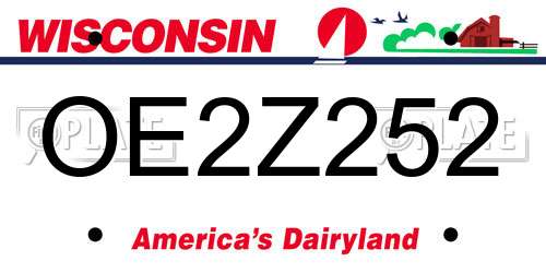 OE2Z252 Wisconsin License Plate