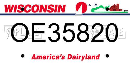 OE35820 Wisconsin License Plate