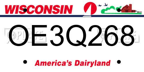 OE3Q268 Wisconsin License Plate