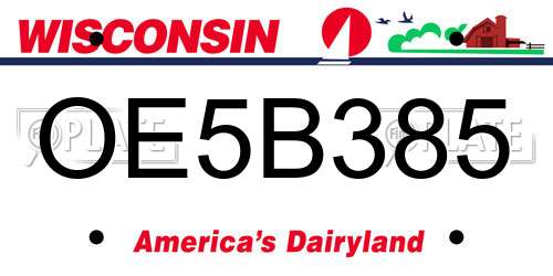 OE5B385 Wisconsin License Plate