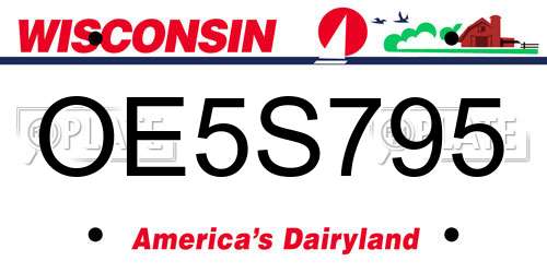 OE5S795 Wisconsin License Plate