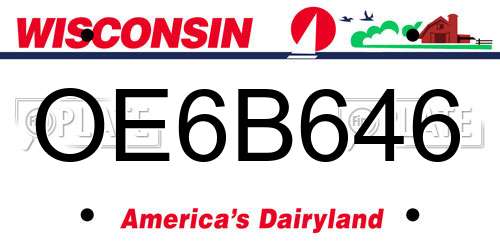 OE6B646 Wisconsin License Plate