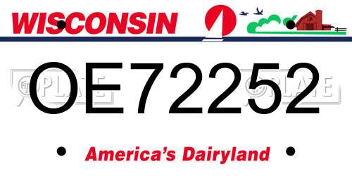 OE72252 Wisconsin License Plate