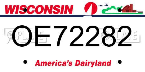 OE72282 Wisconsin License Plate