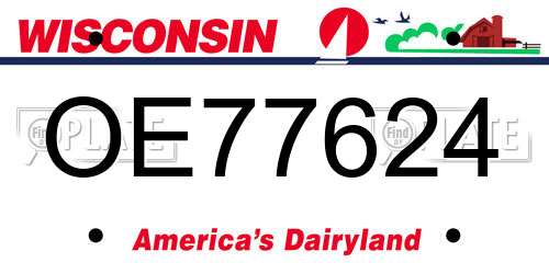 OE77624 Wisconsin License Plate