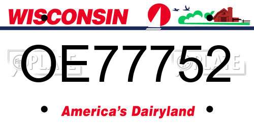 OE77752 Wisconsin License Plate