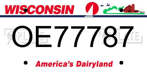 OE77787 Wisconsin License Plate