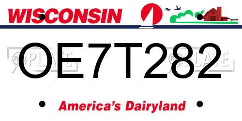 OE7T282 Wisconsin License Plate