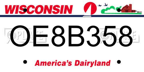 OE8B358 Wisconsin License Plate