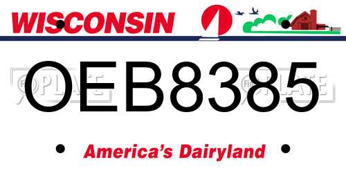 OEB8385 Wisconsin License Plate