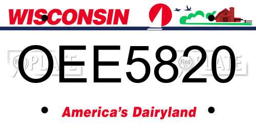 OEE5820 Wisconsin License Plate