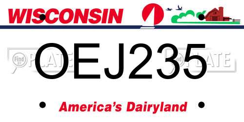 OEJ235 Wisconsin License Plate