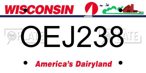 OEJ238 Wisconsin License Plate