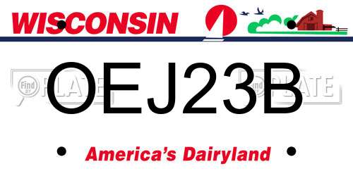 OEJ23B Wisconsin License Plate