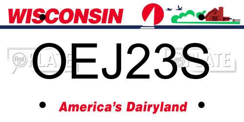 OEJ23S Wisconsin License Plate