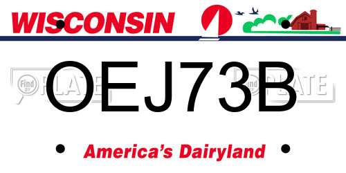 OEJ73B Wisconsin License Plate