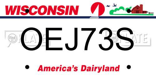OEJ73S Wisconsin License Plate