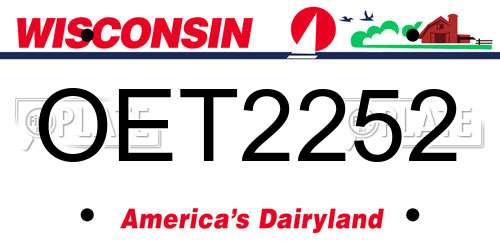 OET2252 Wisconsin License Plate