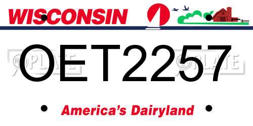 OET2257 Wisconsin License Plate