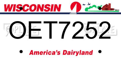 OET7252 Wisconsin License Plate