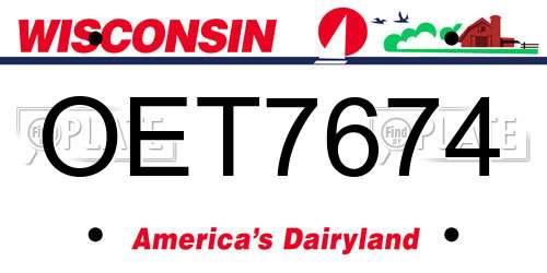 OET7674 Wisconsin License Plate