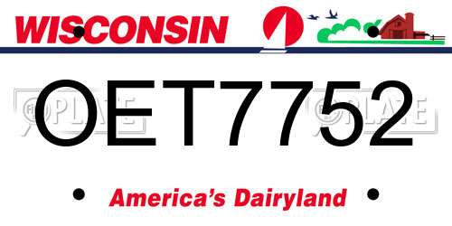 OET7752 Wisconsin License Plate