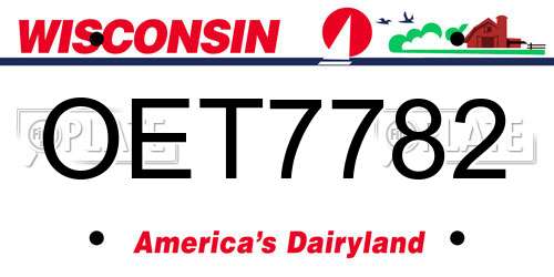 OET7782 Wisconsin License Plate