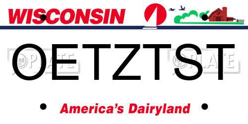 OETZTST Wisconsin License Plate