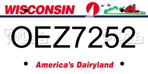 OEZ7252 Wisconsin License Plate