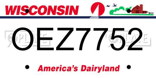 OEZ7752 Wisconsin License Plate