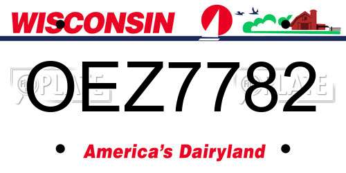 OEZ7782 Wisconsin License Plate