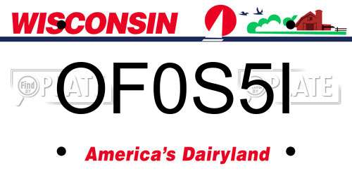 OF0S5I Wisconsin License Plate