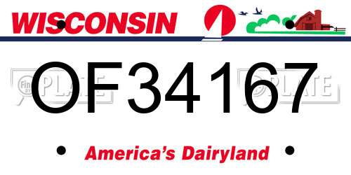 OF34167 Wisconsin License Plate