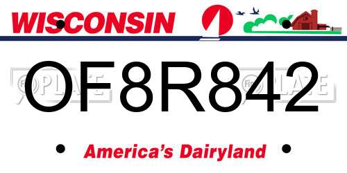 OF8R842 Wisconsin License Plate