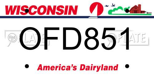 OFD851 Wisconsin License Plate