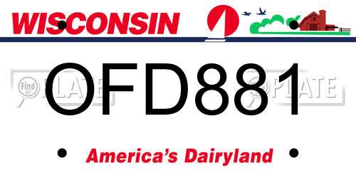 OFD881 Wisconsin License Plate