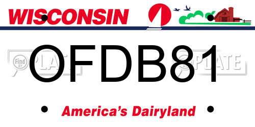 OFDB81 Wisconsin License Plate