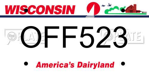 OFF523 Wisconsin License Plate