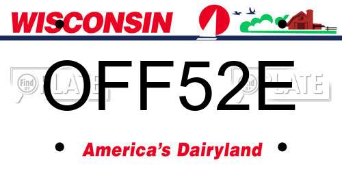 OFF52E Wisconsin License Plate