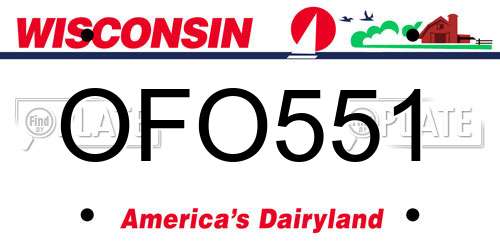 OFO551 Wisconsin License Plate